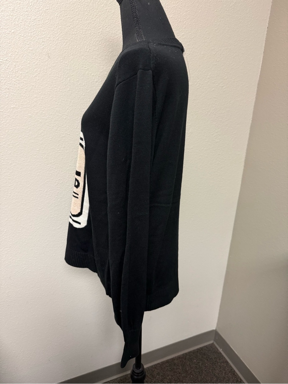 Karl Lagerfeld Black Crewneck Knit Sweater - Picture 3 of 11
